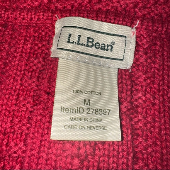 L.L. Bean Women’s Red Cable Knit Button Cardigan Sweater Size Medium - Picture 4 of 6